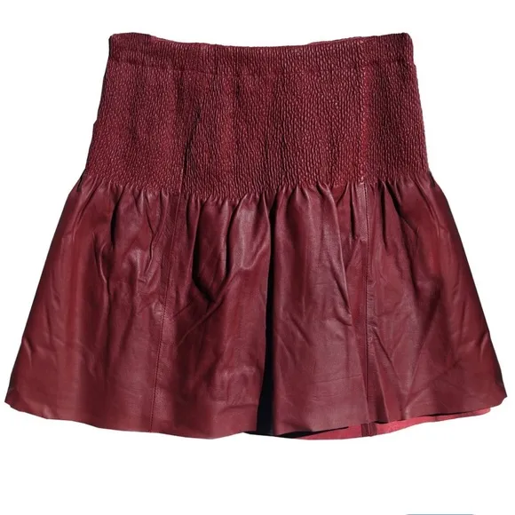 Anthropologie Leifsdottir Leather Skirt Burgundy 6