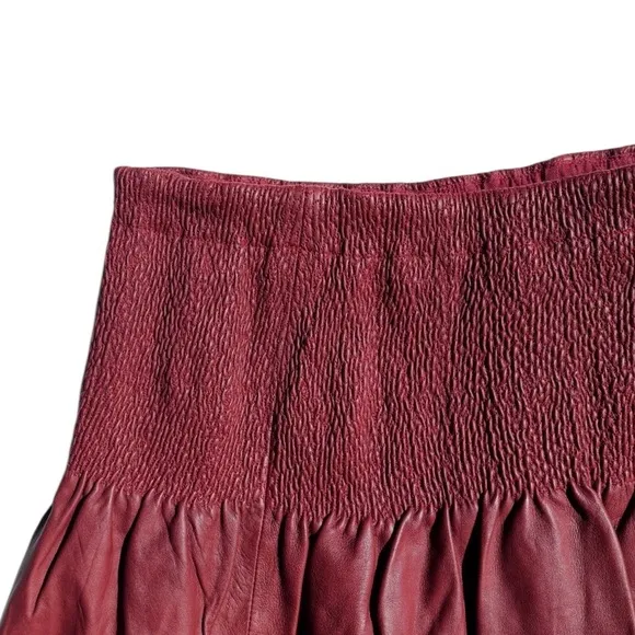 Anthropologie Leifsdottir Leather Skirt Burgundy 6