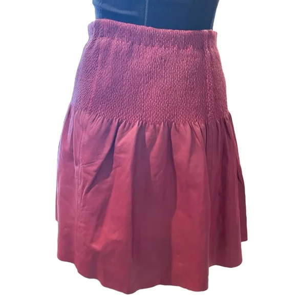 Anthropologie Leifsdottir Leather Skirt Burgundy 6