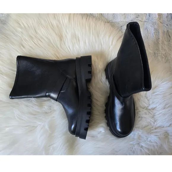 Anthropologie Maeve Black Leather Moto Boots - EU39 (8.5-9.0 US)
