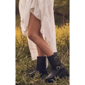Anthropologie Maeve Black Leather Moto Boots - EU39 (8.5-9.0 US)
