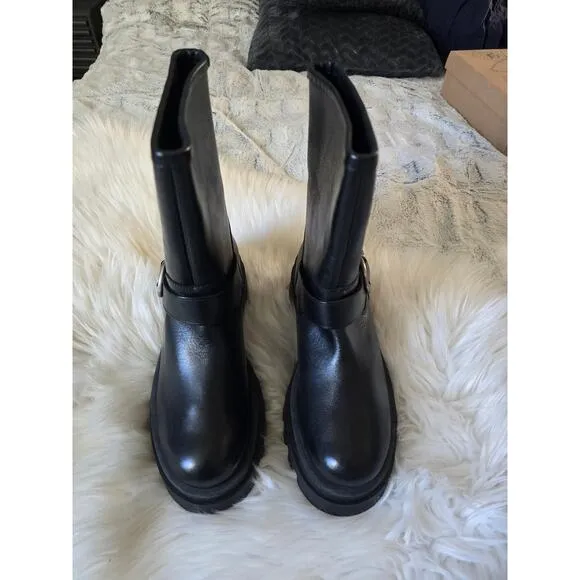 Anthropologie Maeve Black Leather Moto Boots - EU39 (8.5-9.0 US)