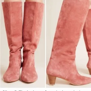 Anthropologie Pink Suede Heeled Boots