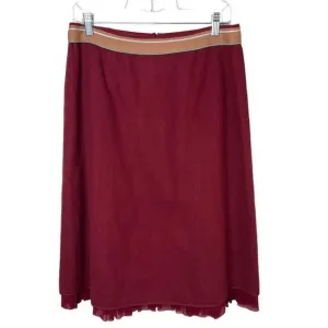 Anthropologie Sleeping On Snow Maroon MIdi Skirt Sz 12