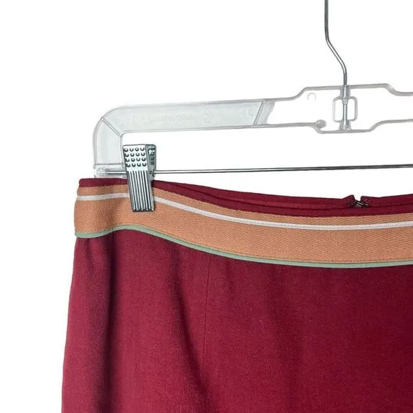 Anthropologie Sleeping On Snow Maroon MIdi Skirt Sz 12