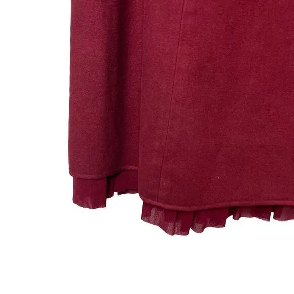 Anthropologie Sleeping On Snow Maroon MIdi Skirt Sz 12