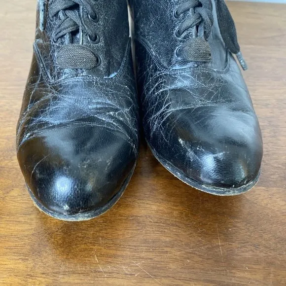 Antique Victorian Edwardian Leather Lace Up Womens Ankle Boots Shoes
