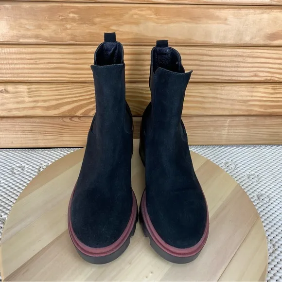 Antonio de Faria Boots Women's 9 US Black Suede Leather Chelsea Platform Chunky