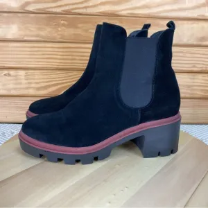 Antonio de Faria Boots Women's 9 US Black Suede Leather Chelsea Platform Chunky
