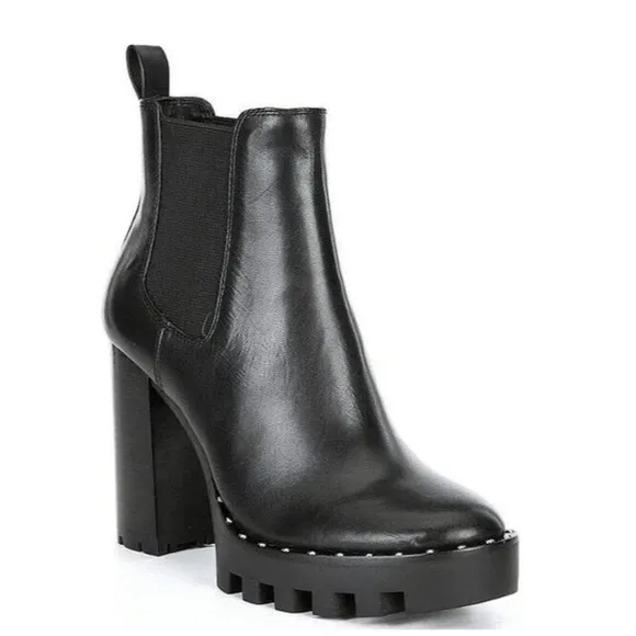 Antonio Melani Boots 10M Paiva Black Chunky Lug Sole Chelsea Booties