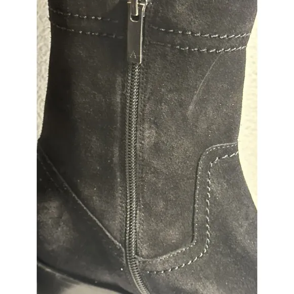 Aquatalia Black Suede Ankle Chelsea Boots‎ Square Toe With Zipper  8.5 MSRP $550