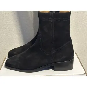 Aquatalia Black Suede Ankle Chelsea Boots‎ Square Toe With Zipper  8.5 MSRP $550