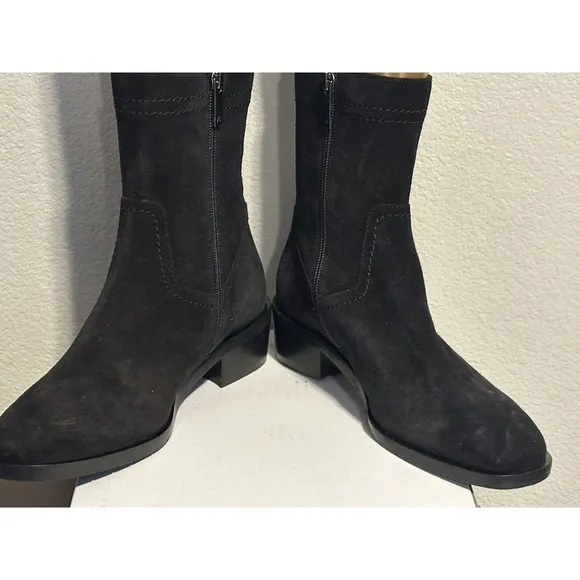 Aquatalia Black Suede Ankle Chelsea Boots‎ Square Toe With Zipper  8.5 MSRP $550