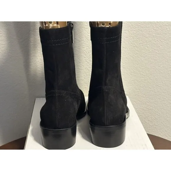 Aquatalia Black Suede Ankle Chelsea Boots‎ Square Toe With Zipper  8.5 MSRP $550