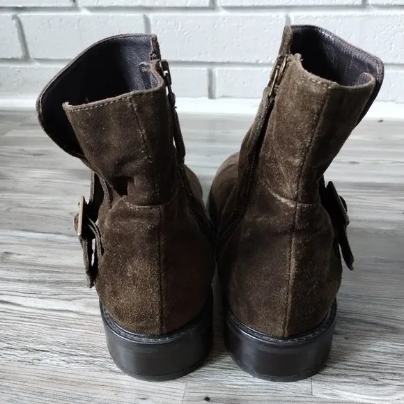 Aquatalia Bree Brown Suede Ankle Boots Size 10