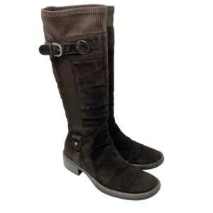 Aquatalia Brown Suede Riding Boots Women's Size 6 EUC Side Zip