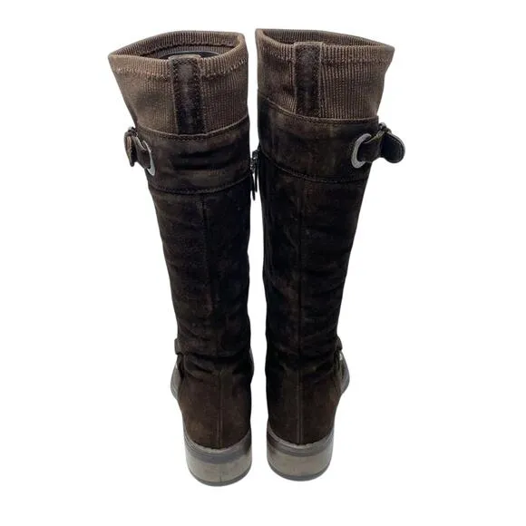 Aquatalia Brown Suede Riding Boots Women's Size 6 EUC Side Zip