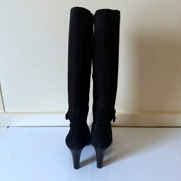 Aquatalia by Marvin K Women' Black Suede Heel Knee High Boots SZ 8