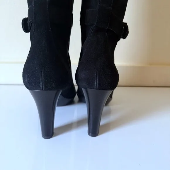 Aquatalia by Marvin K Women' Black Suede Heel Knee High Boots SZ 8