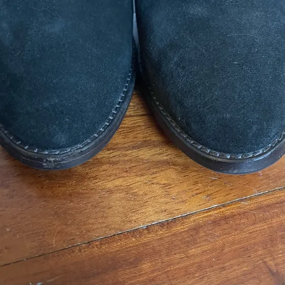 Aquatalia Fanya Waterproof Boots Size 8.5 Black Leather Suede Moto Harness