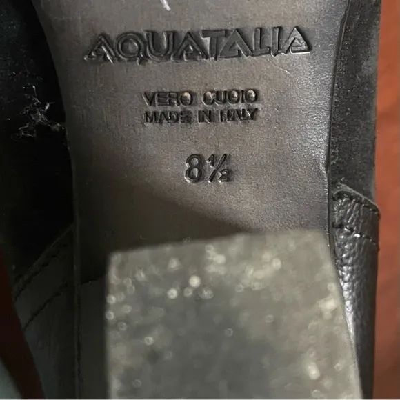 Aquatalia Fanya Waterproof Boots Size 8.5 Black Leather Suede Moto Harness