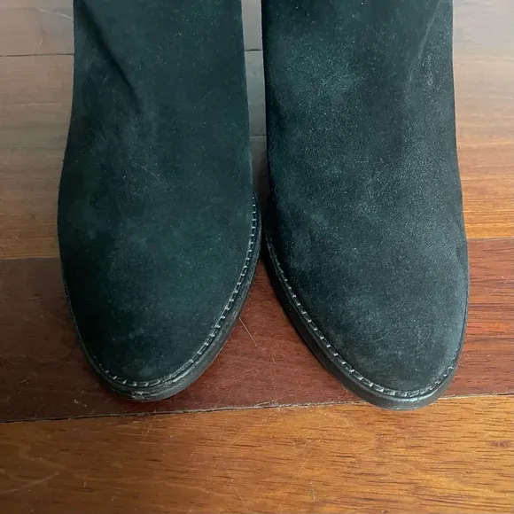 Aquatalia Fanya Waterproof Boots Size 8.5 Black Leather Suede Moto Harness