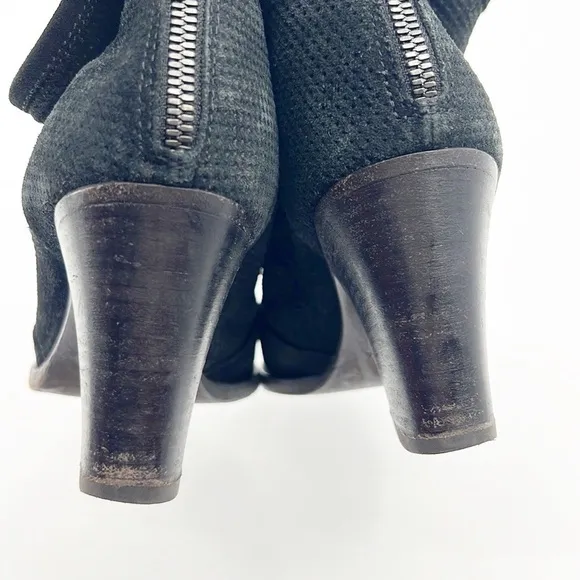 Aquatalia Faris Perforated Suede Ankle Boots Booties Black Suede Side 8 Western