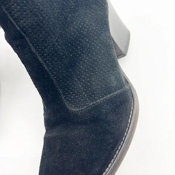 Aquatalia Faris Perforated Suede Ankle Boots Booties Black Suede Side 8 Western