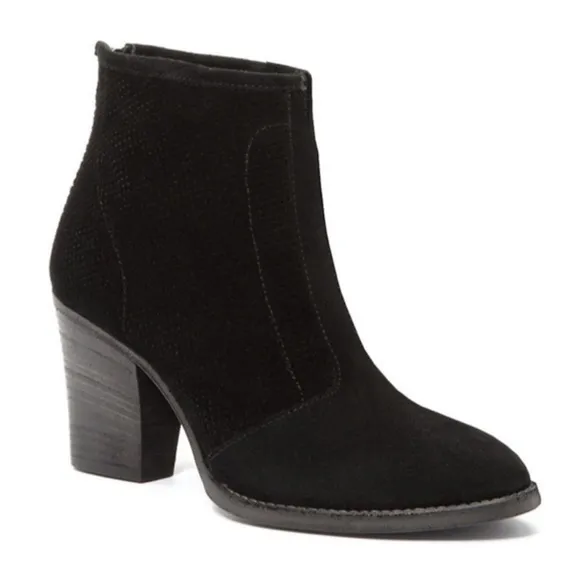 Aquatalia Faris Perforated Suede Ankle Boots Booties Black Suede Side 8 Western