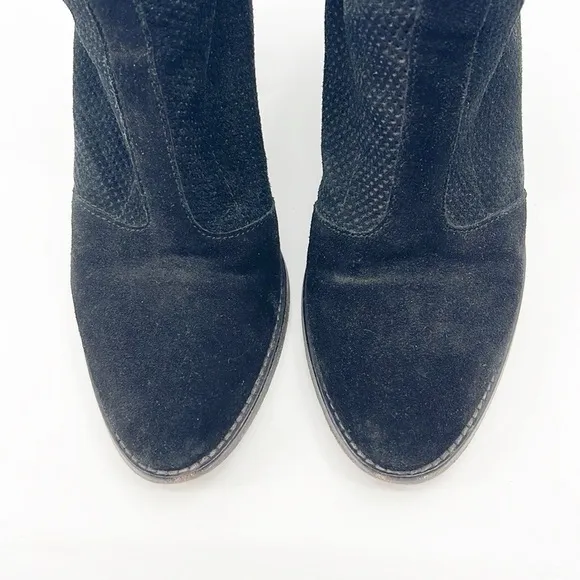 Aquatalia Faris Perforated Suede Ankle Boots Booties Black Suede Side 8 Western