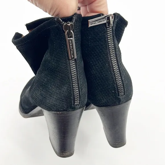 Aquatalia Faris Perforated Suede Ankle Boots Booties Black Suede Side 8 Western
