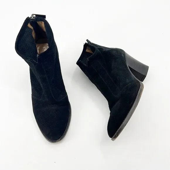 Aquatalia Faris Perforated Suede Ankle Boots Booties Black Suede Side 8 Western