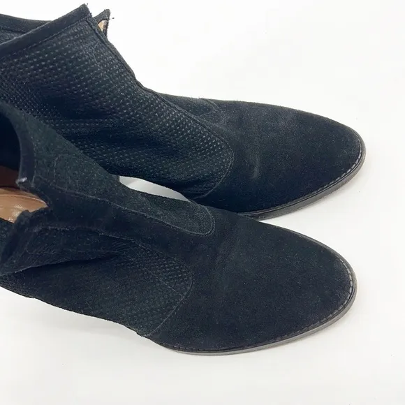 Aquatalia Faris Perforated Suede Ankle Boots Booties Black Suede Side 8 Western