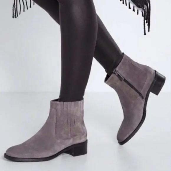 Aquatalia Gray Suede Oribella Ankle Boots Size EU 37