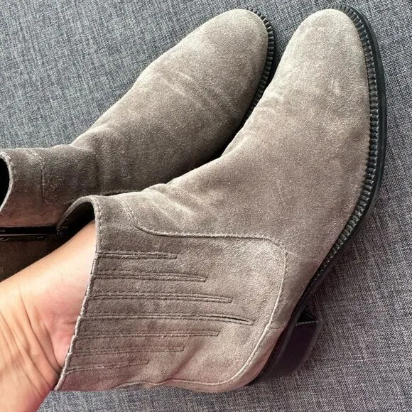 Aquatalia Gray Suede Oribella Ankle Boots Size EU 37