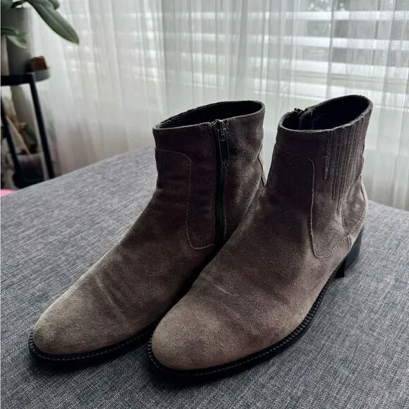 Aquatalia Gray Suede Oribella Ankle Boots Size EU 37
