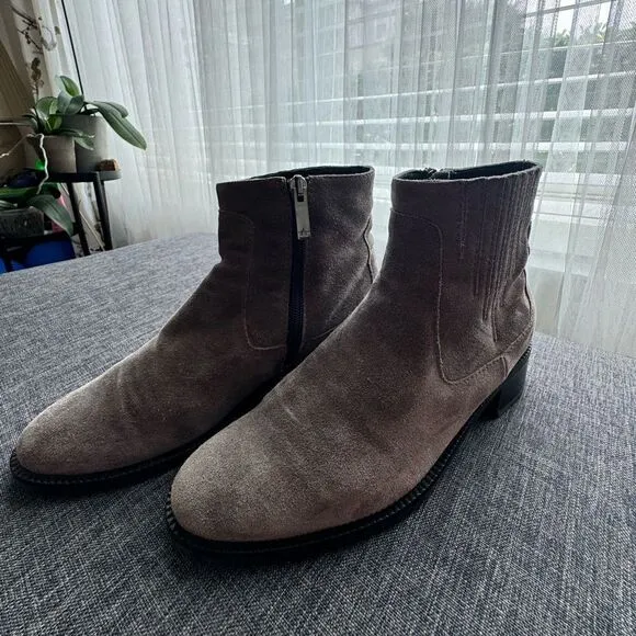 Aquatalia Gray Suede Oribella Ankle Boots Size EU 37
