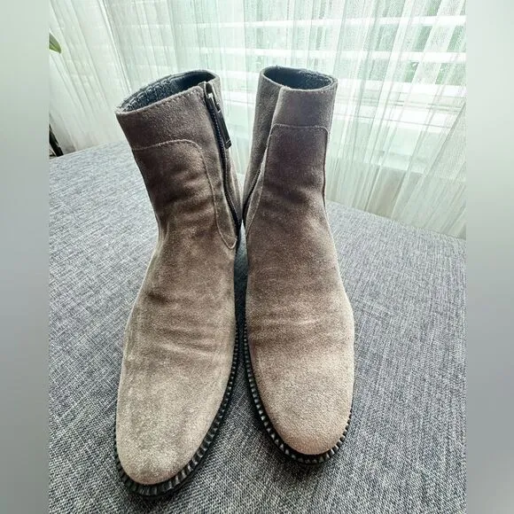 Aquatalia Gray Suede Oribella Ankle Boots Size EU 37