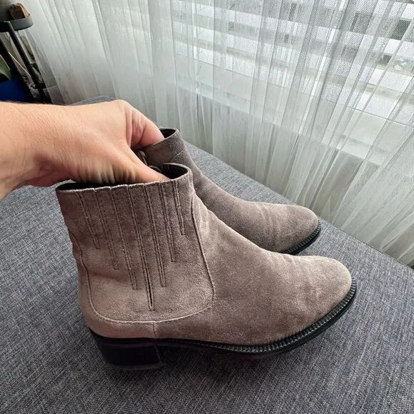 Aquatalia Gray Suede Oribella Ankle Boots Size EU 37