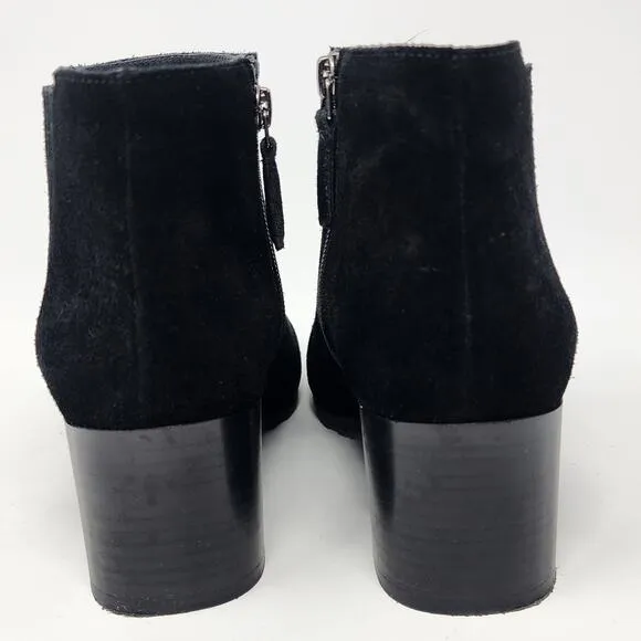 AQUATALIA Heeled Boot Women 7 Charlotte Black Suede Square Toe Waterproof 445822