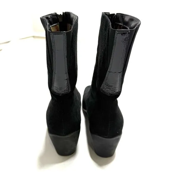 Aquatalia Marvin K Women’s 9.5 Black Boots Ankle Bootie Square Toe Suede Leather
