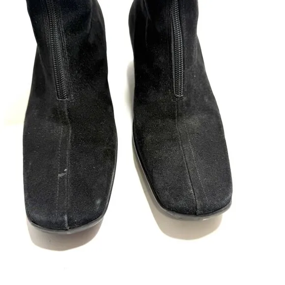 Aquatalia Marvin K Women’s 9.5 Black Boots Ankle Bootie Square Toe Suede Leather