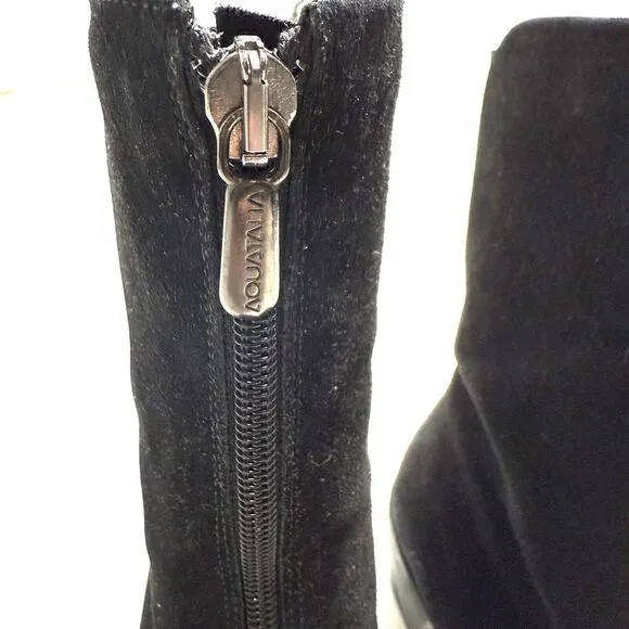 Aquatalia Marvin K Women’s 9.5 Black Boots Ankle Bootie Square Toe Suede Leather
