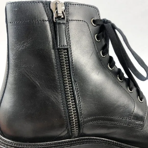 AQUATALIA Men's Patrizio Tumbled Calf Leather Zip Boots Retail $525 in Black 7
