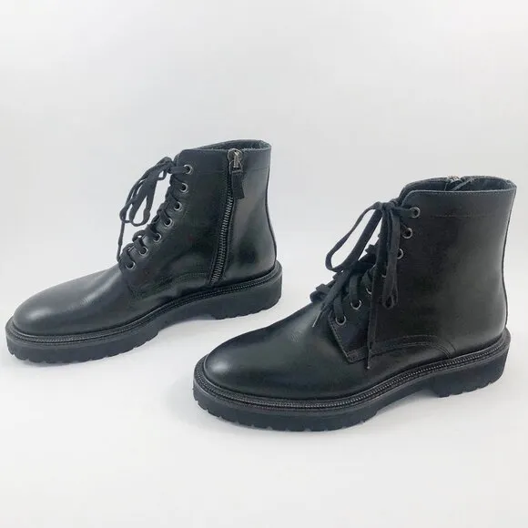 AQUATALIA Men's Patrizio Tumbled Calf Leather Zip Boots Retail $525 in Black 7