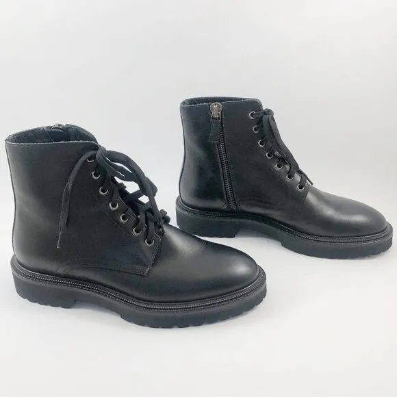 AQUATALIA Men's Patrizio Tumbled Calf Leather Zip Boots Retail $525 in Black 7