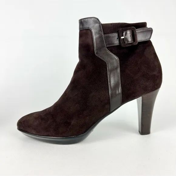 Aquatalia Rae Weatherproof Espresso Brown Suede Ankle Boot 12