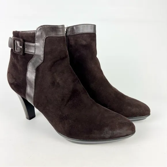 Aquatalia Rae Weatherproof Espresso Brown Suede Ankle Boot 12