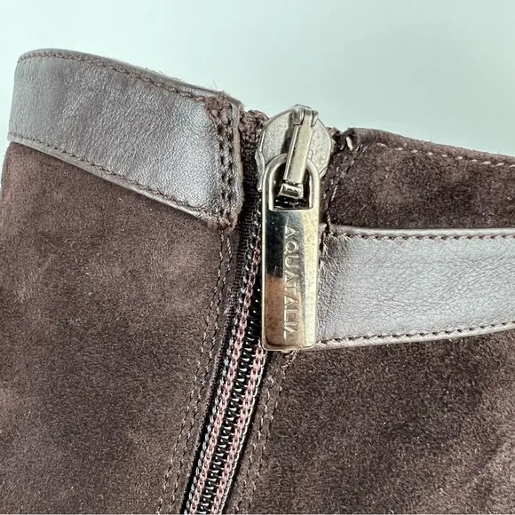 Aquatalia Rae Weatherproof Espresso Brown Suede Ankle Boot 12