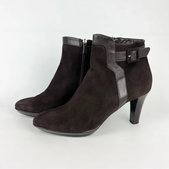 Aquatalia Rae Weatherproof Espresso Brown Suede Ankle Boot 12